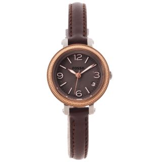 Fossil Womens Heather Mini Brown Leather Strap Watch Today $79.99