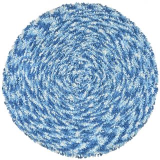 Blue Shagadelic Chenille Twist Swirl Rug (5 Round) Today $99.99 Sale