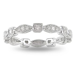 Miadora 10k White Gold 1/5ct TDW Diamond Eternity Ring