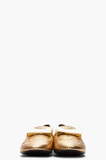 Giuseppe Zanotti Gold Bow Leather Dalila Loafers for women