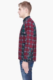 White Mountaineering Red Plaid Cut out Shirt for men