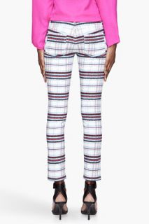 See by Chloé White And Red Plaid Straight Leg Jeans for women