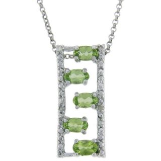 Sterling Silver Peridot and Diamond Accent Ladder Necklace