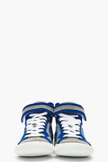 Pierre Hardy Royal Blue And Grey Suede High top Sneakers for men