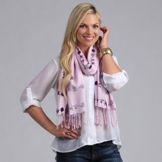 Peach Couture Womens Lavender Pashmina Shawl with Purple Floral