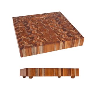 Proteak Square Chopping Block With Legs, End Grain