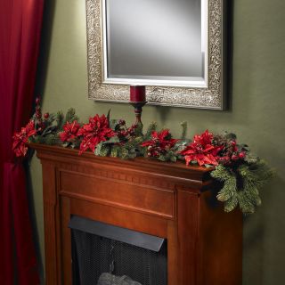 Poinsettia and Berry 60 inch Garland