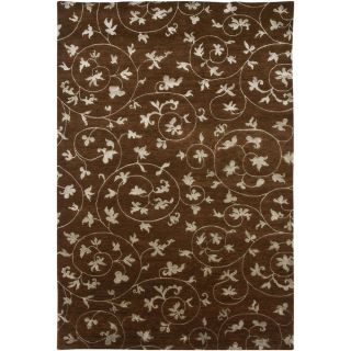 Hand knotted Floral Tobacco Wool/ Art silk Rug (36 x 56) Was $257