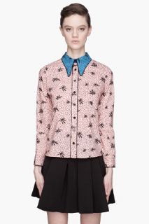 Marni Pink And Blue Collared Silk Blouse for women
