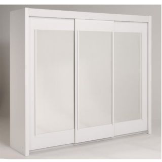 ESSENTIELLE Armoire blanche 3 portes coulissantes / 4 étagères / 3