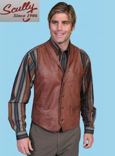 Scully Mens Lamb Leather Whip Stitch Vest 206 Clothing