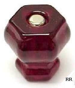 LOT of 8 Antique type Ruby Red Glass Knob Pulls with Custom Flush