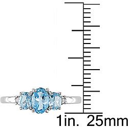 10k White Gold Blue Topaz and Diamond Ring