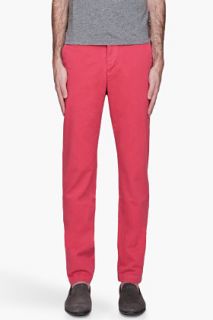 Band Of Outsiders Red Faded Twill Chino Trousers for men