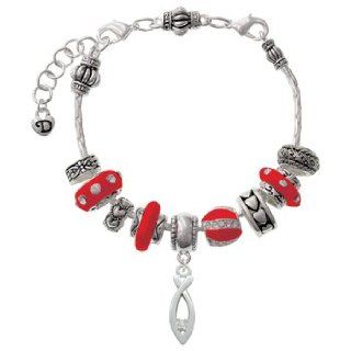 Christian Fish with 1 Clear Swarovski Crystal Red Juliet