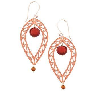 Fire Dance Copper Earrings with Red Pearl (Nepal)