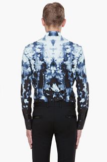 Alexander McQueen Blue Leaf Print Shirt for men
