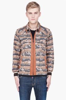 White Mountaineering Brown Corduroy trimmed Camo Jacket for men