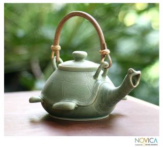 Handcrafted Ceramic Lingering Turtle Teapot (Indonesia) Today $59