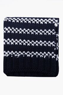 A.P.C. Navy Jacquard Knit Wool Scarf for men