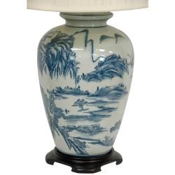 Blue and White Porcelain Chinese Landscape Lamp (China)