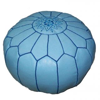 Moroccan Contemporary Leather Ottoman Turquoise (Morocco) Today $149