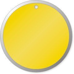 #6 (2¼ circle)   Yellow Metal Rim Key Tags, 500 Tags