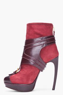 Alexander McQueen Oxblood Leather Buckle Boots for women