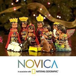 Set of 12 Ceramic Totonicapan Nativity Scene (Guatemala) Today: $91