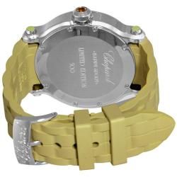Chopard Womens Happy Sport Round Green Rubber Strap Diamond Watch