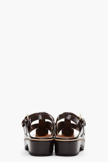 Marni Edition Black And Brown Patent Leather Platform Clogs for women