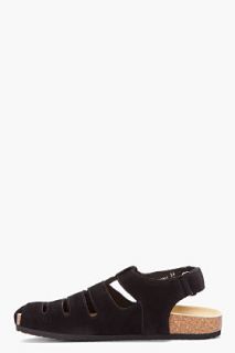 Neil Barrett Black Nubuck Crosta Sandals for men