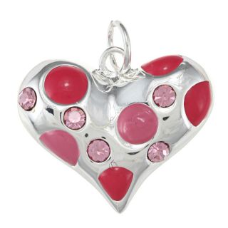 La Preciosa Sterling Silver Pink Enamel and CZ Heart Charm MSRP $56