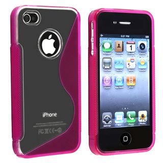 Hot Pink S Shape TPU Skin Case Protector for Apple iPhone 4S