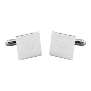 Custom Engraved Silver Square Cuff Links