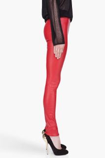 Cushnie Et Ochs Red Stretch Leather Leggings for women
