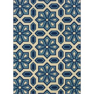 Ivory and Blue Outdoor Area Rug (310 x 56)