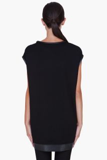 Denis Gagnon Oversize Leather Trim Muscle Tank for women
