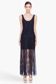CARVEN Long Navy Lace Dress for women
