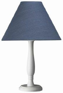 Wood Night Stand Lamp Denim Blue Shade  