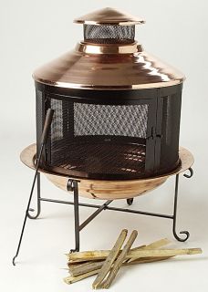 Handcrafted Copper Chimenea Combination Barbeque/Fireplace (Turkey
