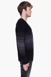 John Varvatos Black Mohair Knit Ombré Sweater for men