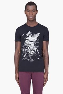 McQ Alexander McQueen Black Bird Sketch T shirt for men