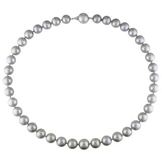 Miadora 14k Gold Silver Tahitian Pearl/ Diamond Necklace (9.5 12.5 mm