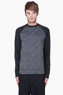 T By Alexander Wang Charcoal Knitted Sleeve Sweater for men