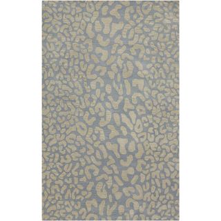 Hand tufted Pale Blue Leopard Whimsy Animal Print Wool Rug (8 x 11)
