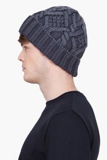 Moncler Grey Cable Knit Beanie for men