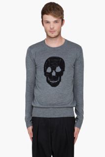 Markus Lupfer Grey Embroidered Skull Sweater for men