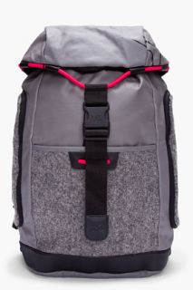 Y 3 Grey Coated Canvas Bungee Backpack for men