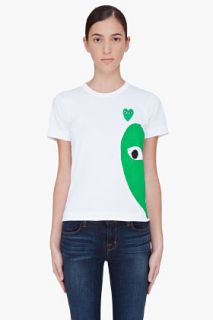 Comme Des Garçons Play  White Green Emblem T shirt for women